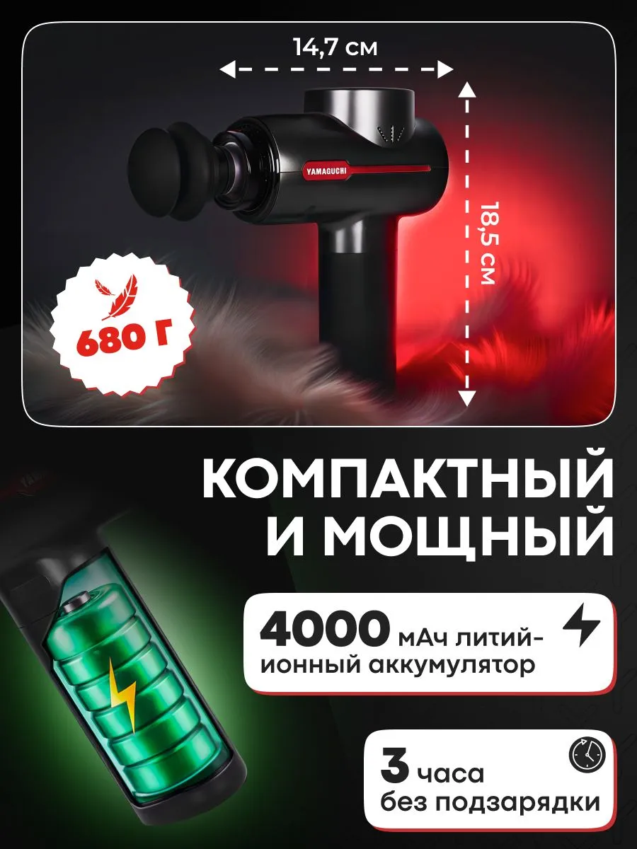 Полноразмерный перкуссионный массажер YAMAGUCHI Therapy Massage Gun