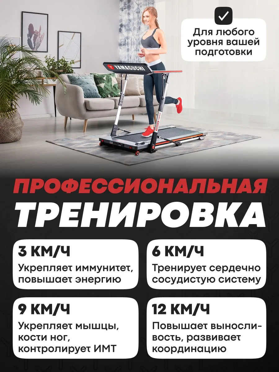 Тренировка с разной интенсивностью на беговой дорожке YAMAGUCHI MAX